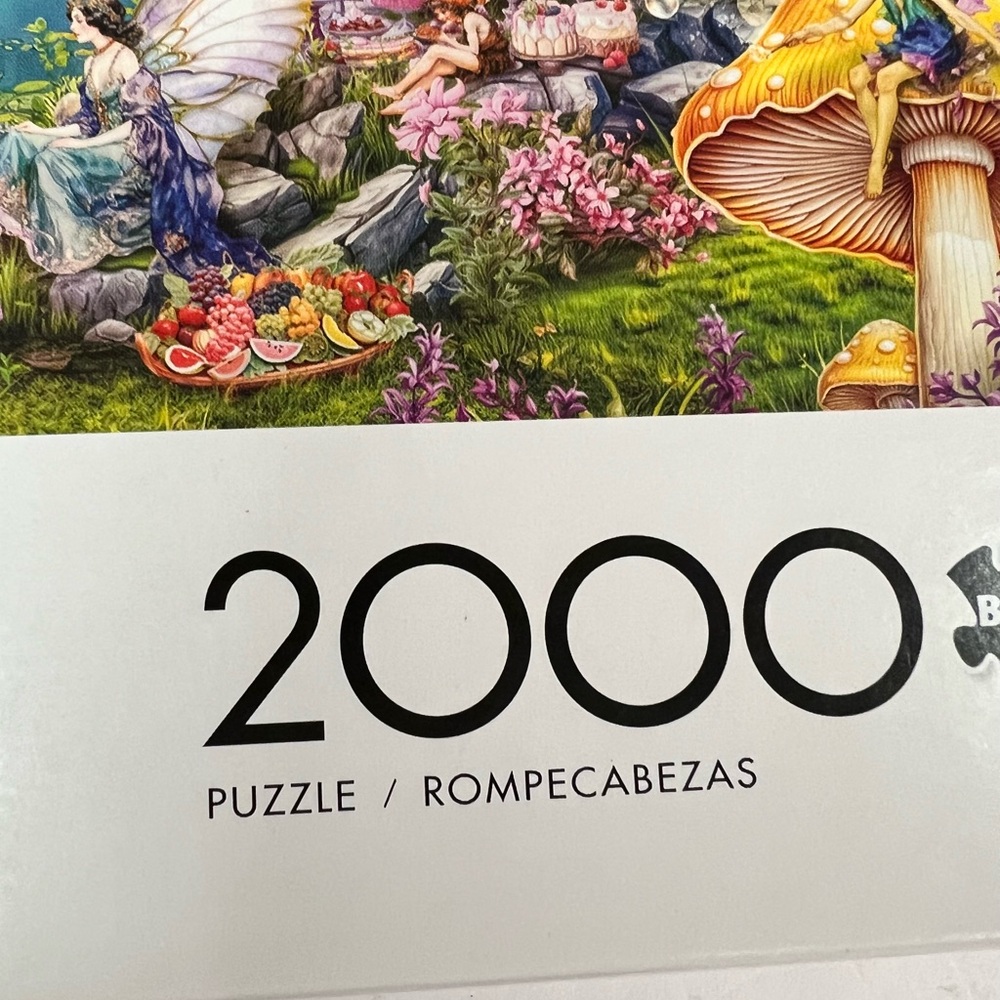 Buffalo Games 2000-Piece Puzzle Vibrant Fantasy Merry Mushroom Village Picnic - Picture 5 of 7